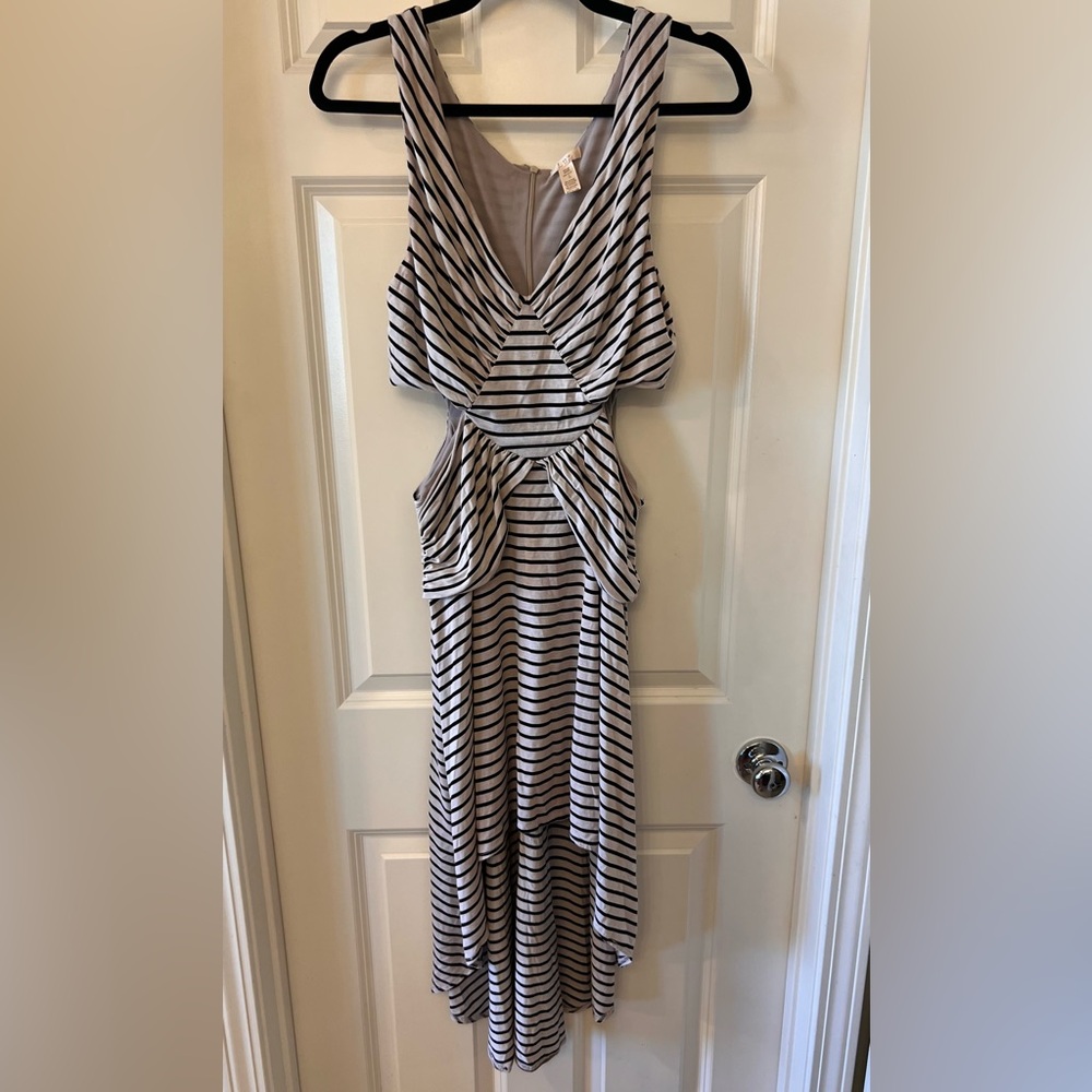 Chic Striped High Low Dress